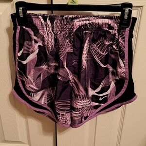 Nike Women's Purple Patterned Athletic Shorts with stetchable waist